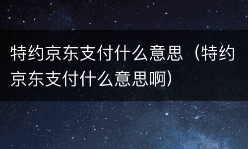特约京东支付什么意思（特约京东支付什么意思啊）