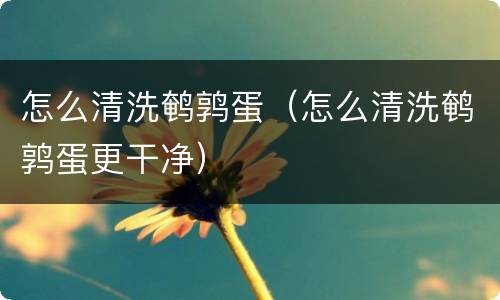 怎么清洗鹌鹑蛋（怎么清洗鹌鹑蛋更干净）