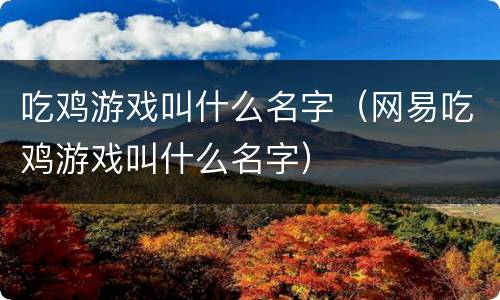 吃鸡游戏叫什么名字（网易吃鸡游戏叫什么名字）