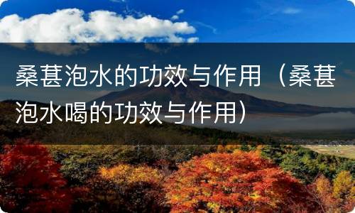 桑葚泡水的功效与作用（桑葚泡水喝的功效与作用）