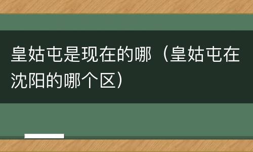 皇姑屯是现在的哪（皇姑屯在沈阳的哪个区）