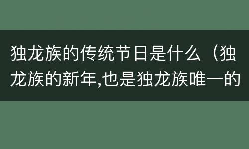 独龙族的传统节日是什么（独龙族的新年,也是独龙族唯一的节日是）