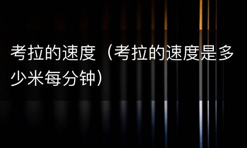 考拉的速度（考拉的速度是多少米每分钟）