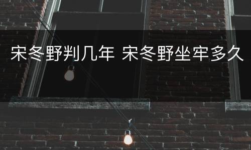 宋冬野判几年 宋冬野坐牢多久