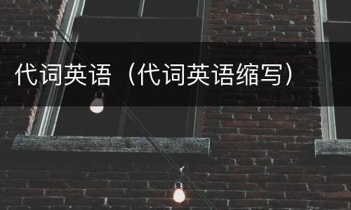 代词英语（代词英语缩写）