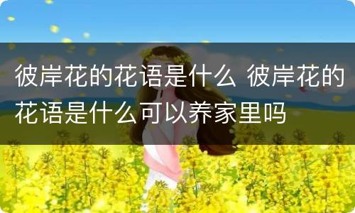 彼岸花的花语是什么 彼岸花的花语是什么可以养家里吗