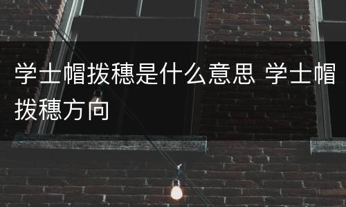 学士帽拨穗是什么意思 学士帽拨穗方向