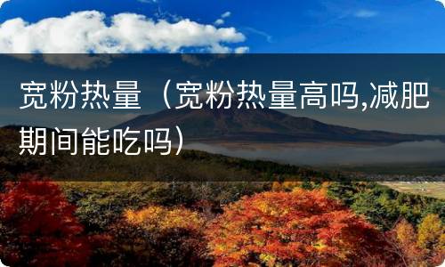宽粉热量（宽粉热量高吗,减肥期间能吃吗）