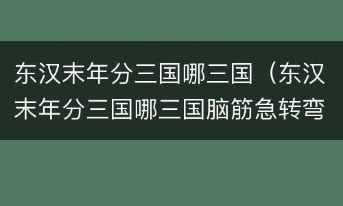 东汉末年分三国哪三国（东汉末年分三国哪三国脑筋急转弯）