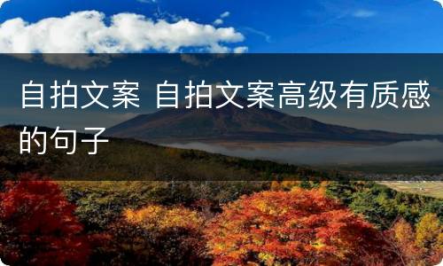 自拍文案 自拍文案高级有质感的句子