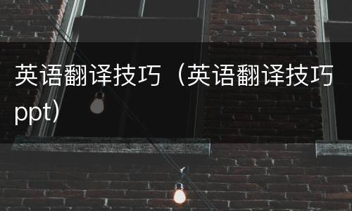 英语翻译技巧（英语翻译技巧ppt）