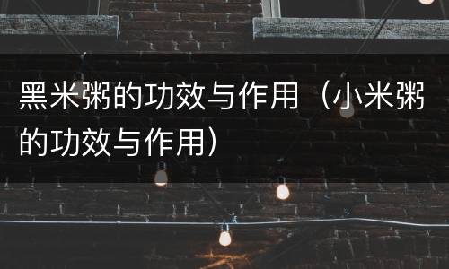 黑米粥的功效与作用（小米粥的功效与作用）