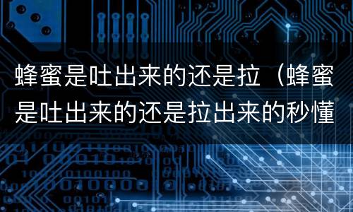 蜂蜜是吐出来的还是拉（蜂蜜是吐出来的还是拉出来的秒懂百科）