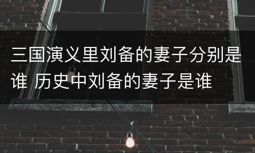 三国演义里刘备的妻子分别是谁 历史中刘备的妻子是谁