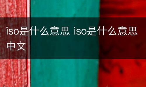 iso是什么意思 iso是什么意思中文