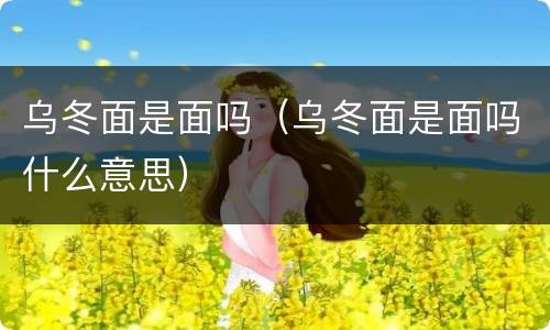 乌冬面是面吗（乌冬面是面吗什么意思）