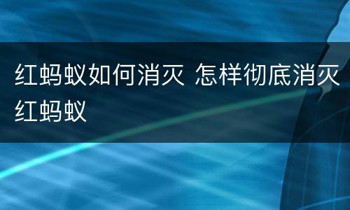 红蚂蚁如何消灭 怎样彻底消灭红蚂蚁
