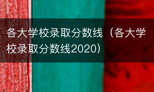 各大学校录取分数线（各大学校录取分数线2020）