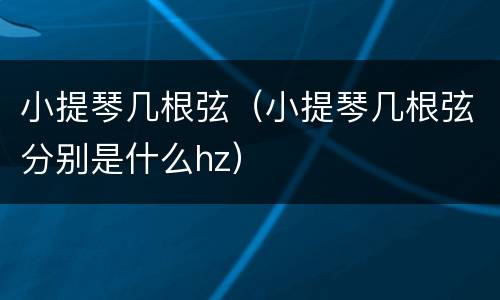 小提琴几根弦（小提琴几根弦分别是什么hz）