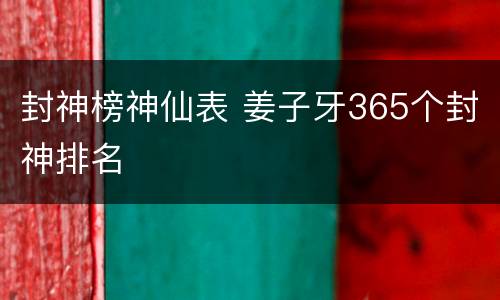 封神榜神仙表 姜子牙365个封神排名