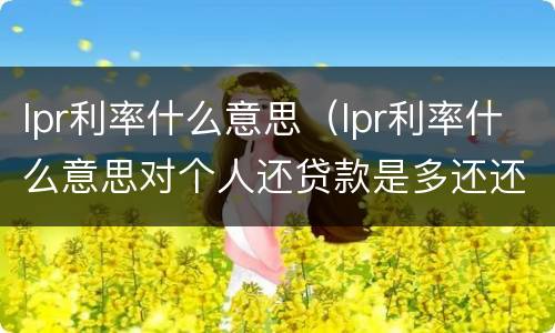 lpr利率什么意思（lpr利率什么意思对个人还贷款是多还还是少还了）