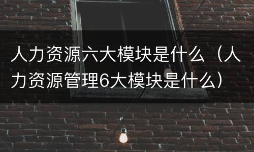 人力资源六大模块是什么（人力资源管理6大模块是什么）