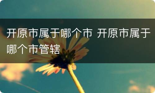开原市属于哪个市 开原市属于哪个市管辖