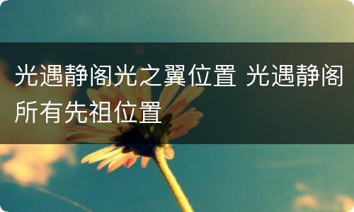 光遇静阁光之翼位置 光遇静阁所有先祖位置