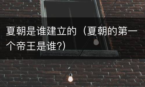 夏朝是谁建立的（夏朝的第一个帝王是谁?）