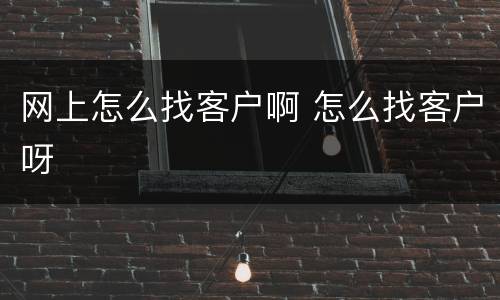 网上怎么找客户啊 怎么找客户呀