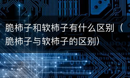 脆柿子和软柿子有什么区别（脆柿子与软柿子的区别）