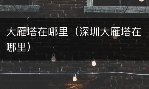 大雁塔在哪里（深圳大雁塔在哪里）