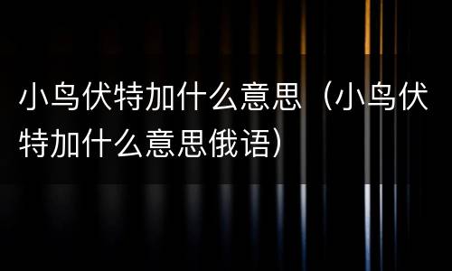 小鸟伏特加什么意思（小鸟伏特加什么意思俄语）