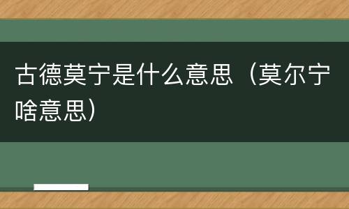 古德莫宁是什么意思（莫尔宁啥意思）