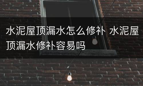水泥屋顶漏水怎么修补 水泥屋顶漏水修补容易吗