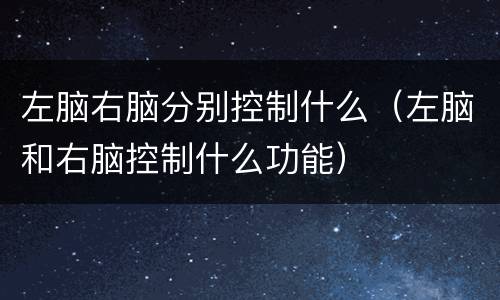 左脑右脑分别控制什么（左脑和右脑控制什么功能）