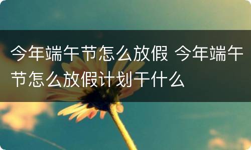 今年端午节怎么放假 今年端午节怎么放假计划干什么