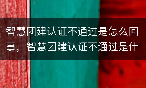 智慧团建认证不通过是怎么回事，智慧团建认证不通过是什么原因