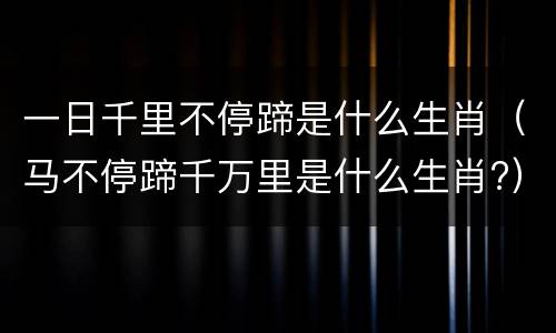 一日千里不停蹄是什么生肖（马不停蹄千万里是什么生肖?）