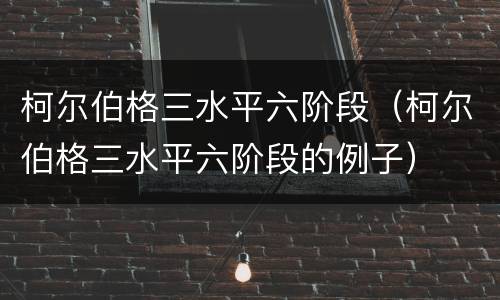 柯尔伯格三水平六阶段（柯尔伯格三水平六阶段的例子）