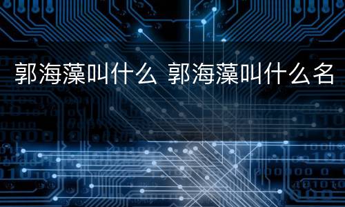 郭海藻叫什么 郭海藻叫什么名