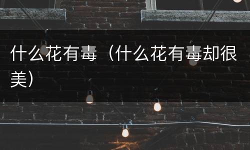 什么花有毒（什么花有毒却很美）