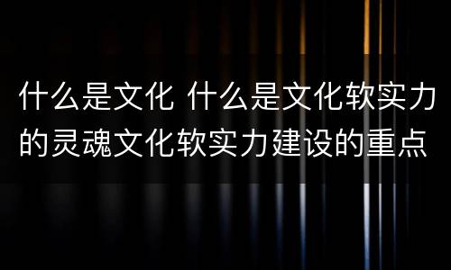 什么是文化 什么是文化软实力的灵魂文化软实力建设的重点