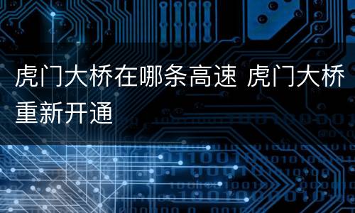 虎门大桥在哪条高速 虎门大桥重新开通