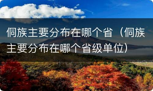 侗族主要分布在哪个省（侗族主要分布在哪个省级单位）