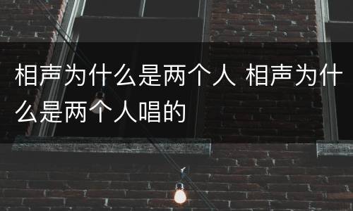 相声为什么是两个人 相声为什么是两个人唱的