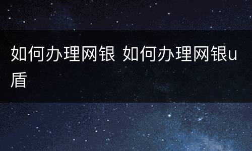 如何办理网银 如何办理网银u盾