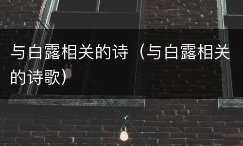 与白露相关的诗（与白露相关的诗歌）
