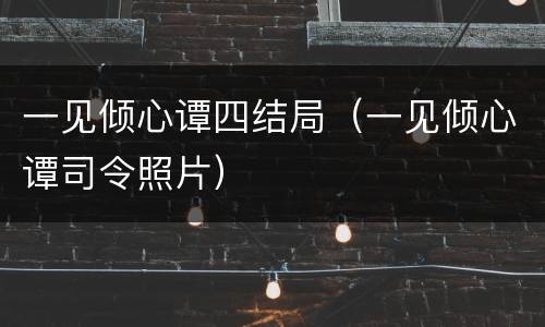 一见倾心谭四结局（一见倾心谭司令照片）