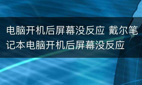 电脑开机后屏幕没反应 戴尔笔记本电脑开机后屏幕没反应